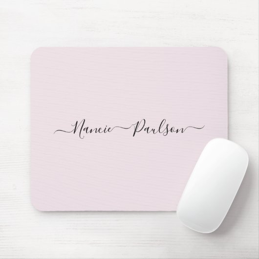 Moderne minimalistische Blush Roze Script Aangepas Muismat (Met muis)