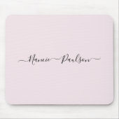 Moderne minimalistische Blush Roze Script Aangepas Muismat (Voorkant)