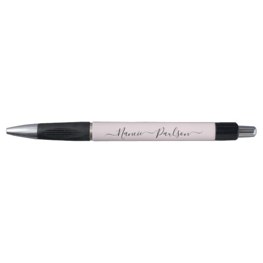 Moderne minimalistische Blush Roze Script Aangepas Pen (Voorkant)