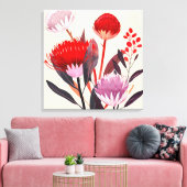 Moderne Minimalistische Boho Bloemige Botanische Canvas Afdruk (Insitu (Woonkamer))