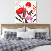 Moderne Minimalistische Boho Bloemige Botanische Canvas Afdruk (Insitu (Slaapkamer))