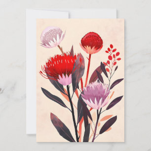 Moderne Minimalistische Boho Bloemige Botanische Feestdagenkaart