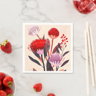 Moderne Minimalistische Boho Bloemige Botanische Servet