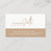 Moderne minimalistische Boho Cream Beige Script St Visitekaartje (Achterkant)