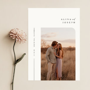 Moderne minimalistische Boho foto bruiloft Kaart