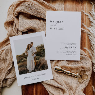 Moderne minimalistische Boho foto bruiloft Kaart