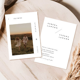 Moderne minimalistische Boho foto bruiloft Kaart