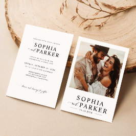 Moderne minimalistische Boho foto bruiloft Kaart