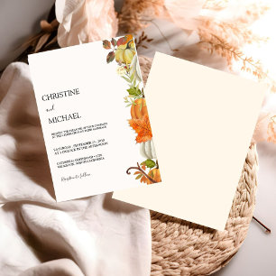 Moderne minimalistische Boho Herfst pompoen bruilo Kaart
