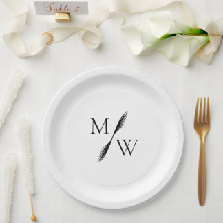 Moderne minimalistische Boho Monogram bruiloft Papieren Bordje