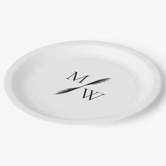Moderne minimalistische Boho Monogram bruiloft Papieren Bordje (Gekanteld)