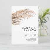 Moderne minimalistische Boho Palm Pampas Grass Wed Kaart (Staand voorkant)