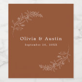 Moderne minimalistische Boho terracotta bruiloft g Wijn Etiket (Enkel label)