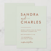 Moderne minimalistische Boho Terracotta bruiloft Kaart (Voorkant / Achterkant)