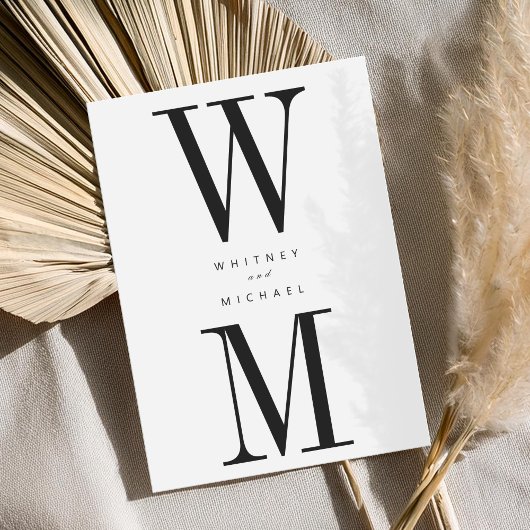 Moderne minimalistische Bold Monogram bruiloft Kaart