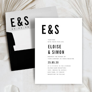 Moderne minimalistische Bold Monogram Classic Wedd Kaart