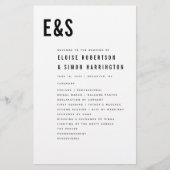 Moderne minimalistische Bold Monogram Trouwprogram (Voorkant)