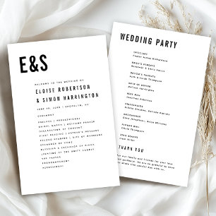 Moderne minimalistische Bold Monogram Trouwprogram