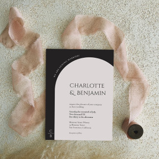 Moderne minimalistische boog monogram bruiloft uit kaart