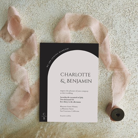 Moderne minimalistische boog monogram bruiloft uit kaart