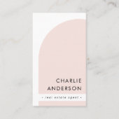 Moderne minimalistische boog wit licht blush roze visitekaartje (Voorkant)