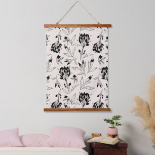 Moderne Minimalistische Botanische Bloemenschets P Hangend Wandkleed