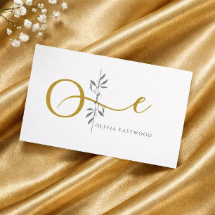 Moderne Minimalistische Botanische Gouden Monogram Notitiekaartje