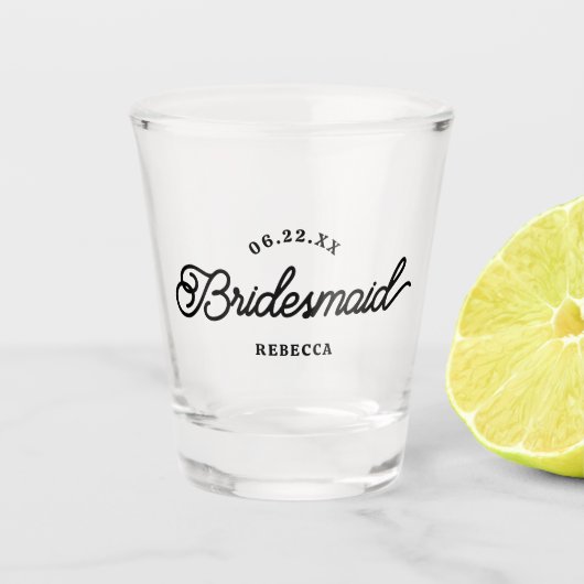 Moderne minimalistische bridesmaid-briddeglas shot glas (Voorkant)