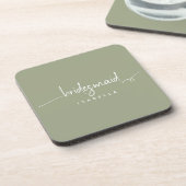 Moderne minimalistische bridesmaid Script Sage Gre Bier Onderzetter (Linkerzijde)