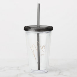 Moderne minimalistische bruid | Zwart + Beige Scri Acryl Drinkbeker