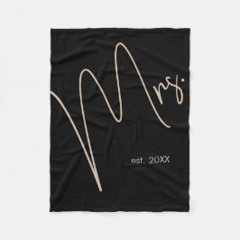 Moderne minimalistische bruid | Zwart + Beige Scri Fleece Deken