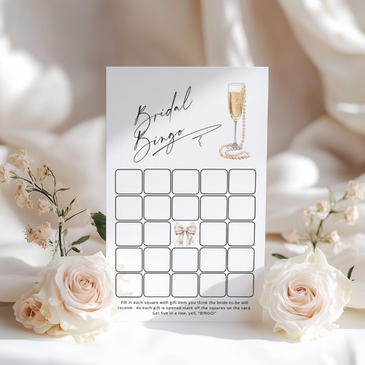 Moderne minimalistische bruids bingo Prosecco spel