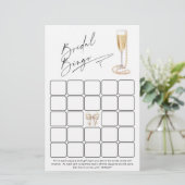 Moderne minimalistische bruids bingo Prosecco spel (Staand voorkant)