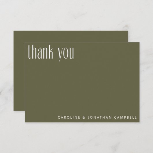 Moderne minimalistische bruidsbruidjes bedankkaart (Voorkant / Achterkant)