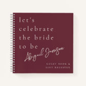 Moderne Minimalistische Bruidsdouche met Pruim Notitieboek (Voorkant)