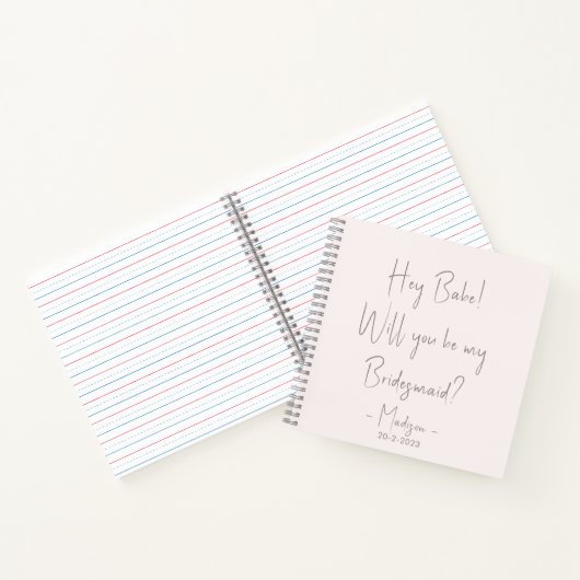 Moderne minimalistische bruidsmeisje voorstel scri notitieboek (Binnen)