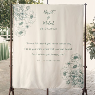 Moderne minimalistische bruiloft achtergrond Flora Wandkleed