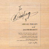 Moderne minimalistische bruiloft acryl uitnodigingen (Voorkant)