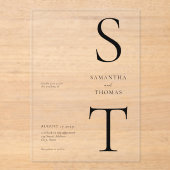 Moderne minimalistische bruiloft acryl uitnodigingen (Voorkant)