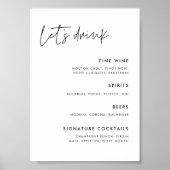 Moderne minimalistische bruiloft Bar menu Poster (Voorkant)