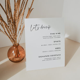 Moderne minimalistische bruiloft Bar menu Reclamebord Met Voetstuk