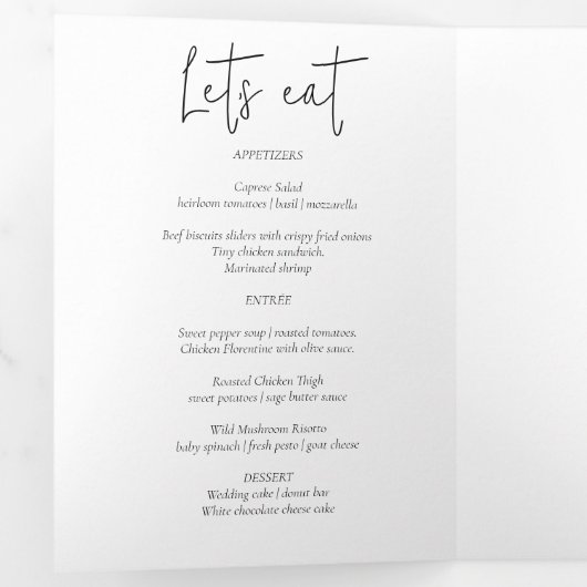 Moderne minimalistische bruiloft Bedankt tafel Num Drieluik Wenskaart (Binnenzijde eerst)