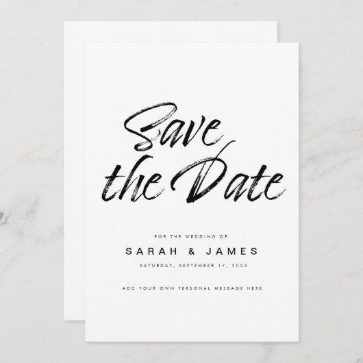 Moderne minimalistische bruiloft bespaart datum save the date (Voorkant / Achterkant)