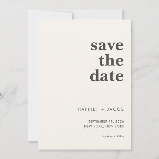 Moderne minimalistische bruiloft bespaart datum save the date (Voorkant)