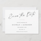 Moderne minimalistische bruiloft bespaart de datum save the date (Voorkant)