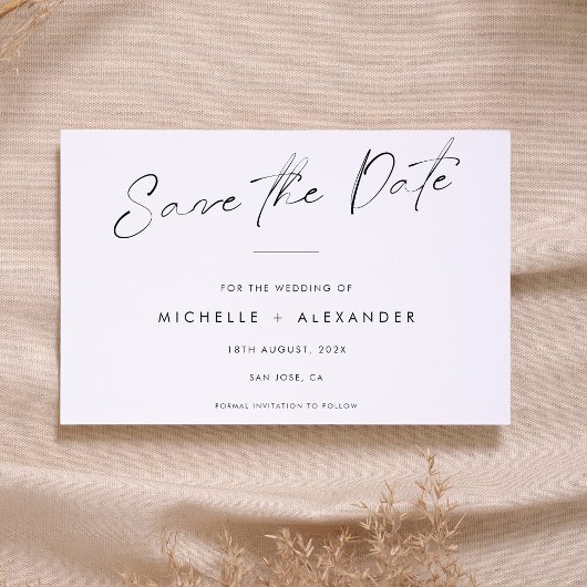 Moderne minimalistische bruiloft bespaart de datum save the date