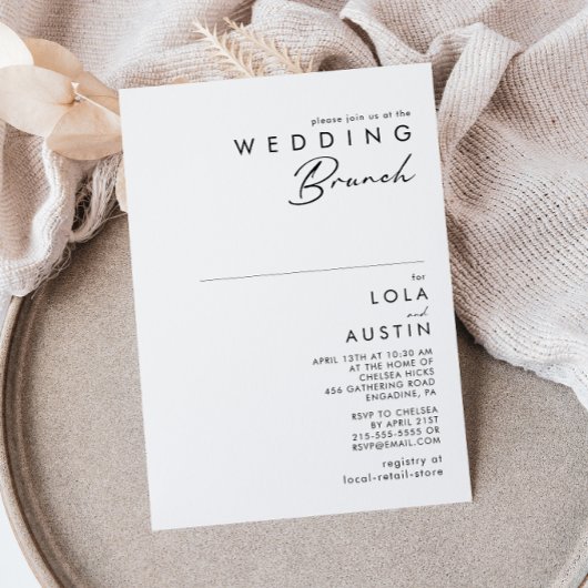 Moderne minimalistische bruiloft brunch uitnodigin kaart