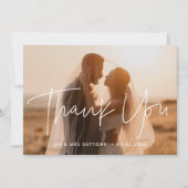 Moderne minimalistische bruiloft dank je foto aankondiging (Voorkant)