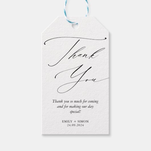 Moderne minimalistische bruiloft dank u geschenk L Cadeaulabel (Voorkant)