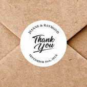 Moderne minimalistische bruiloft dank u gunst ronde sticker